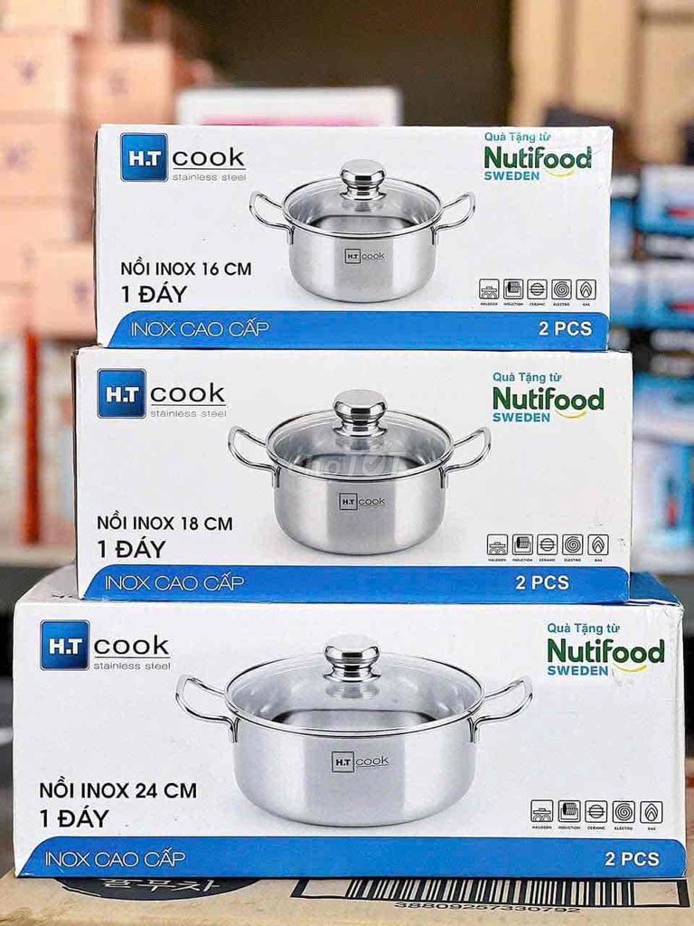 nồi inox 1 đáy Ht cook 16-18-24cm