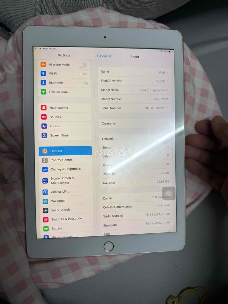 ipad gen5 32gb full vân