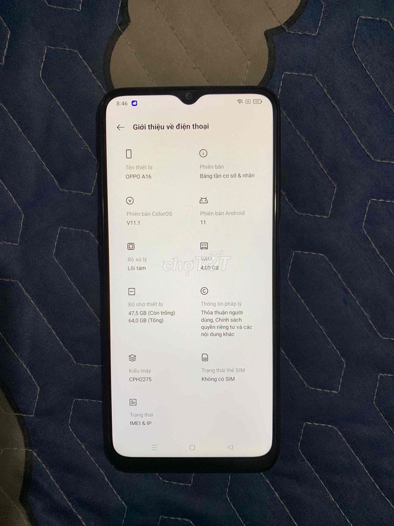 Oppo A16 4/64GB Xanh đen. Mua bán Điện thoại tại Quận Bình Tân Tp Hồ Chí Minh được đăng bởi lê quốc chương hình 1