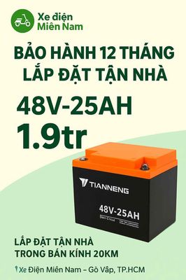 Thay Bình Xe Điện 48V-25Ah–Lắp Đặt Tại nhà-1,9tr