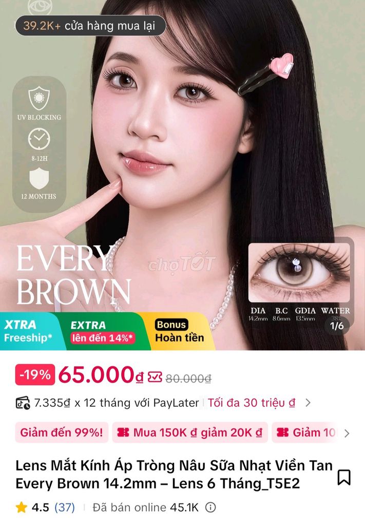 Kính áp tròng Nữ Every Brown. Mua bán Phụ kiện thời trang khác tại Huyện Nhơn Trạch Đồng Nai được đăng bởi Linh Thuy hình 1