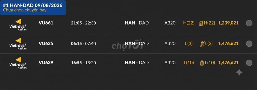 Vé máy bay Hà Nội đi Đà Nẵng Chủ nhật 09/08/2026. Du lịch tại Quận 6 Tp Hồ Chí Minh được đăng bởi Nguyễn Minh Đức hình 1