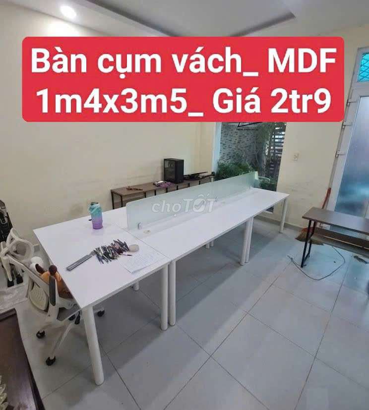 Bàn cụm vách MDF Trắng 1m4x3m5. Mua bán Bàn ghế tại Quận Bình Thạnh Tp Hồ Chí Minh được đăng bởi Kho Thanh Lý Phú Nhàn hình 1
