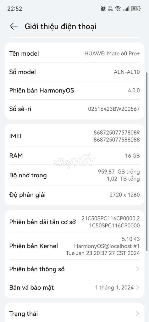 Huawei Mate 60 Pro+ 1TB 98%. Mua bán Điện thoại tại Quận 8 Tp Hồ Chí Minh được đăng bởi Lợi Nguyễn Vĩnh hình 1