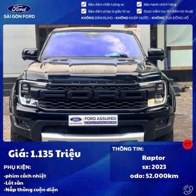 Ford Ranger 2023 Raptor 2.0L 4x4 AT - 52000 km. Mua bán Ô tô tại Quận 3 Tp Hồ Chí Minh được đăng bởi Thanh Khoa Sài Gòn Ford