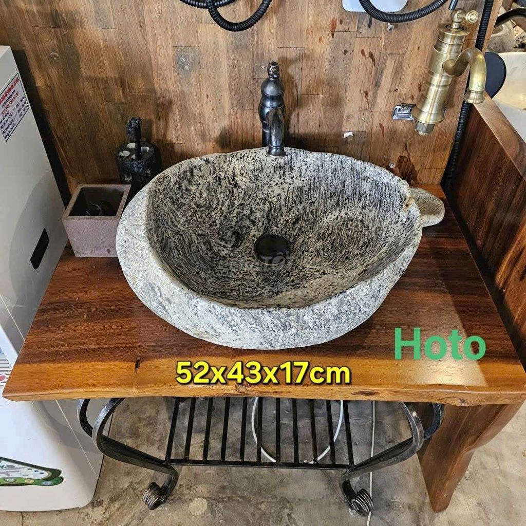 Combo rửa tay bằng lavabo đá cuội đẹp cho nhà vườn