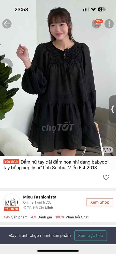 Đầm babydoll Miều fashionista. Mua bán Quần áo tại Quận Gò Vấp Tp Hồ Chí Minh được đăng bởi Ri Ri hình 1