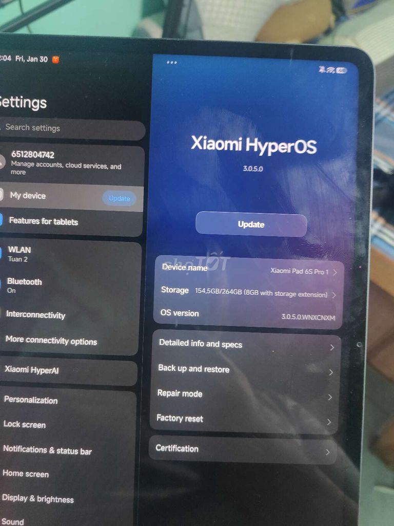 Xiaomi Pad 6S Pro 8GB/256GB Xám. Mua bán Máy tính bảng tại Huyện Củ Chi Tp Hồ Chí Minh được đăng bởi Nguyễn Hoàng Anh Tuấn hình 1