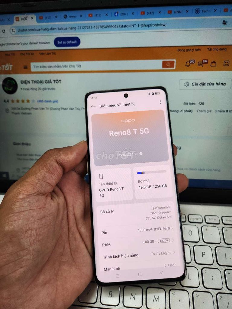 OPPO RENO 8T 8GB.256GB SNAP 695G PIN 4800 ZIN ĐẸP. Mua bán Điện thoại tại Quận Bình Thạnh Tp Hồ Chí Minh được đăng bởi Dân Mobile hình 1