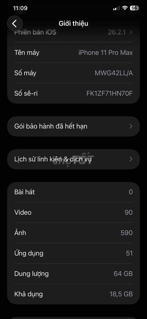 Apple iPhone 11 Pro Max 64GB Đã dùng. Mua bán Điện thoại tại Huyện Thanh Trì Hà Nội được đăng bởi Nguyễn Văn Qúy hình 1