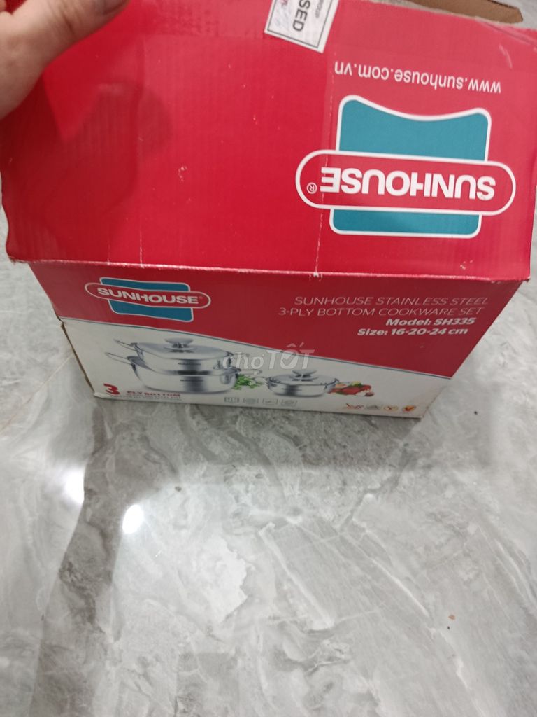 Bộ nồi Sunhouse SH335 Inox 16-20-24 cm 3 đáy. Mua bán Dụng cụ nhà bếp tại Huyện Gia Lộc Hải Dương được đăng bởi TAO VU hình 1