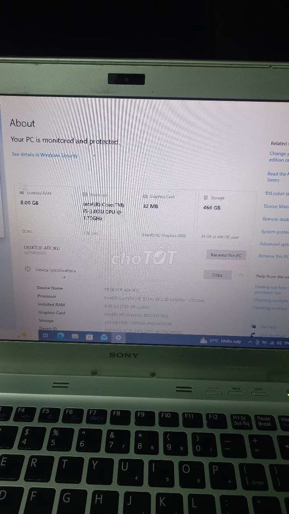 Sony Laptop i5 8GB/466GB Bạc Like New. Mua bán Laptop tại Huyện Nhà Bè Tp Hồ Chí Minh được đăng bởi nguyên văn năm  hình 1