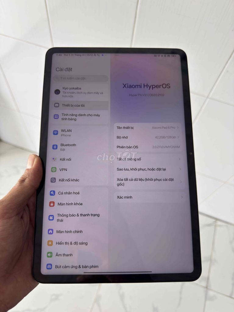 mipad6 pro 8/128 8+gen1. Mua bán Máy tính bảng tại Huyện Cờ Đỏ Cần Thơ được đăng bởi Phu Tan hình 1