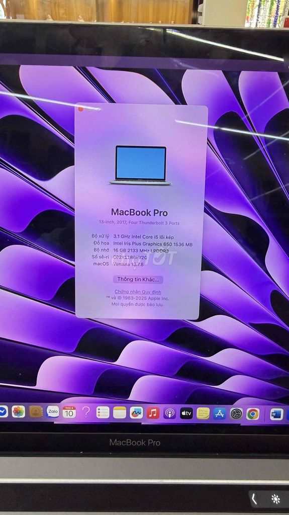 Apple MacBook Pro i5 16GB/512GB. Mua bán Laptop tại Thành phố Nha Trang Khánh Hòa được đăng bởi Ngọc Trường hình 1