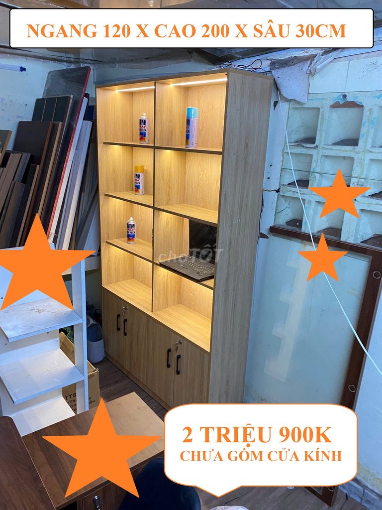 SALE KỆ TỦ TRƯNG BÀY 120X200X30CM CÓ SẴN ĐÈN LED . Mua bán Tủ, kệ gia đình tại Quận 10 Tp Hồ Chí Minh được đăng bởi NỘI THẤT VĂN PHÒNG TỦ KỆ TRƯNG BÀY hình 1