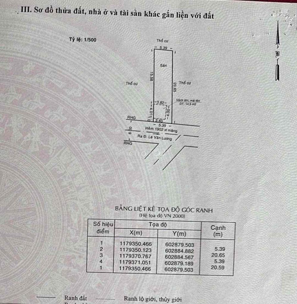 cần bán đất hẻm xe hơi 1902 lê văn lương nhà bè