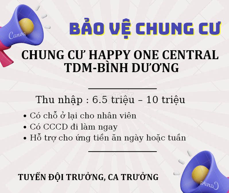 BẢO VỆ CHUNG CƯ BÌNH DƯƠNG-BAO Ở,CHO ỨNG ĂN NGÀY