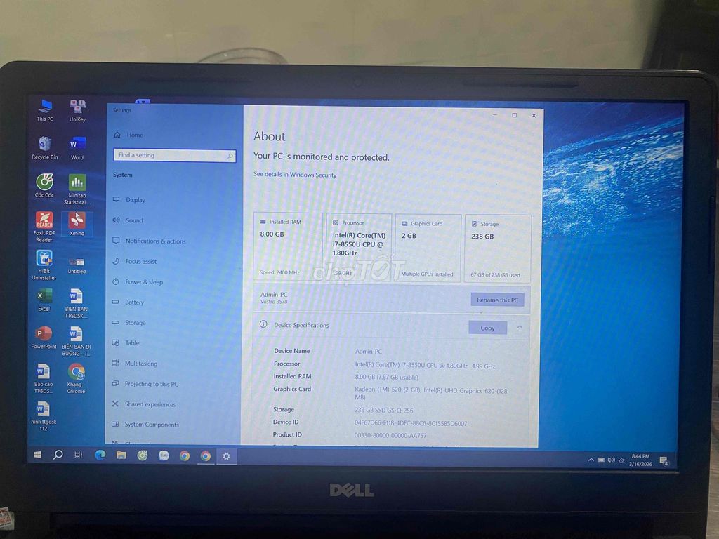 Dell Vostro 15 i7 Gen 8 8GB/256GB. Mua bán Laptop tại Huyện Củ Chi Tp Hồ Chí Minh được đăng bởi kang hình 1