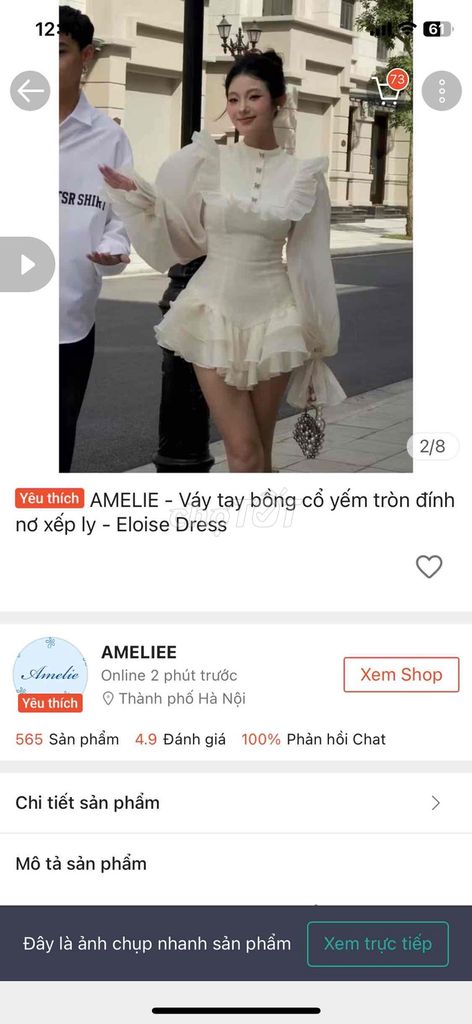Váy AMELIE Eloise Dress Nữ Trắng ngà. Mua bán Quần áo tại Huyện Chương Mỹ Hà Nội được đăng bởi Nguyễn Phương Linh hình 1