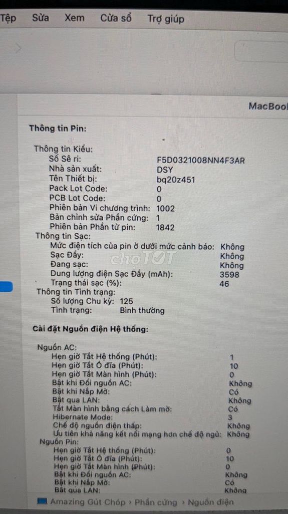 Pin Apple MacBook Air 2020 3598 mAh Bình thường. Mua bán Linh kiện (RAM, Card...) tại Quận 3 Tp Hồ Chí Minh được đăng bởi Hội Đồ Điện Tử hình 1