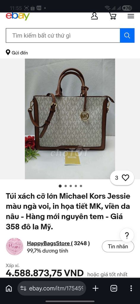 Túi xách Michael Kors Jessie Nữ Da. Mua bán Túi xách tại Quận Bình Thuỷ Cần Thơ được đăng bởi Thanh Giang hình 1