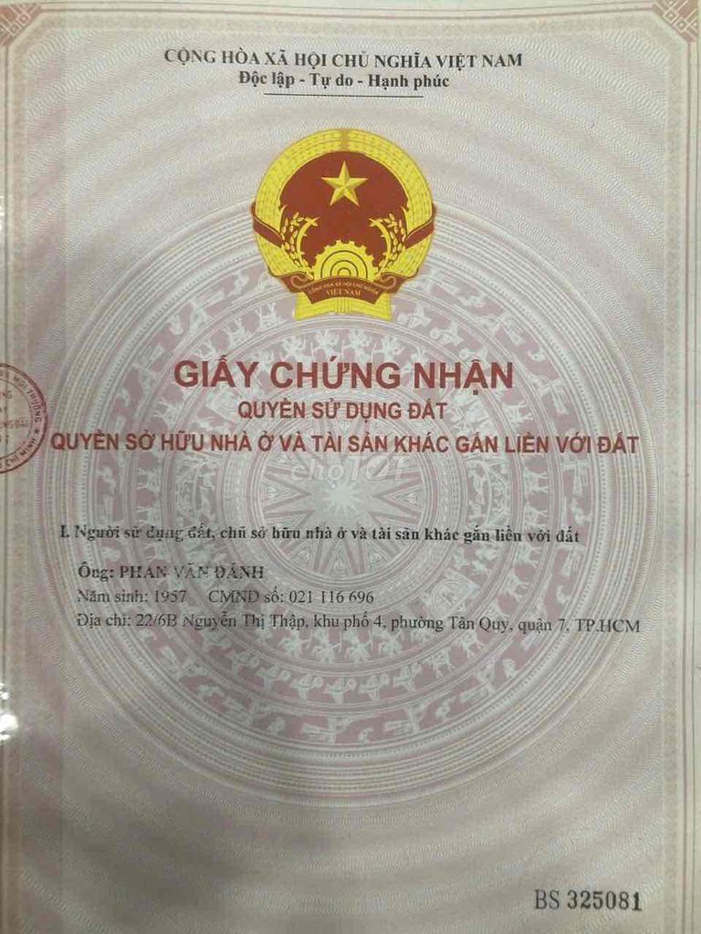 Bán Gấp Nhà Hẻm 242 Nguyễn Thị Thập, Tân Quy Q7 , 1 Tầng 1 giá 1 tỷ39