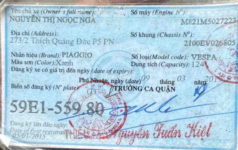 vespa Prima màu xanh 2015_máy ngon, ko sang tên. Mua bán Xe máy tại Quận 7 Tp Hồ Chí Minh được đăng bởi Nguyen quoc viet hình 4