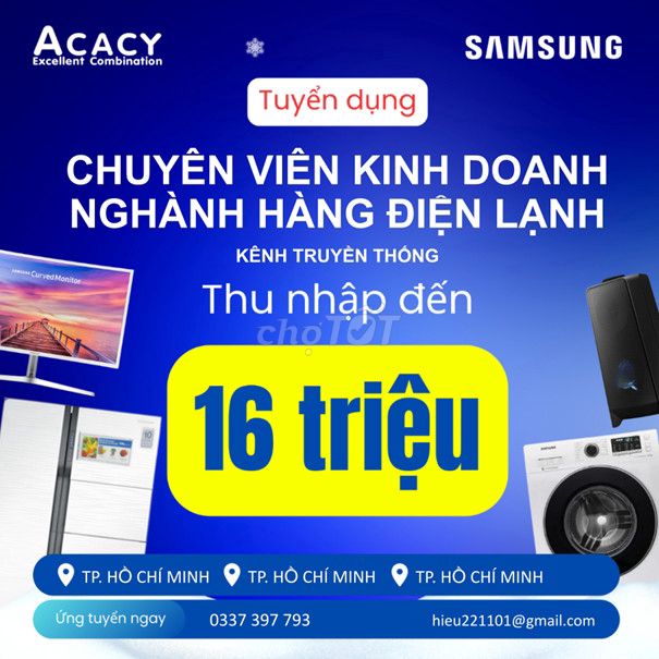 Tuyển nhân viên bán hàng điện máy cho Samsung