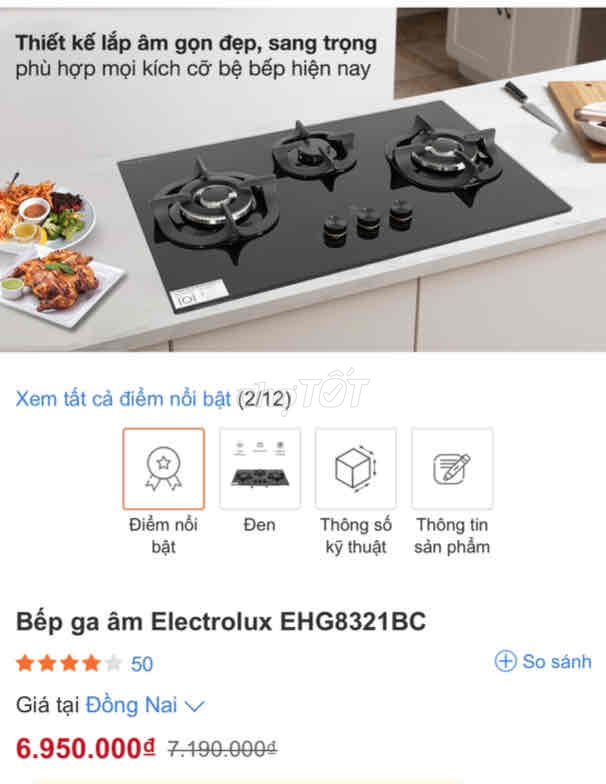 🌿Bếp ga hãng Electrolux 3 vùng nấu mới nguyên đai🍀
