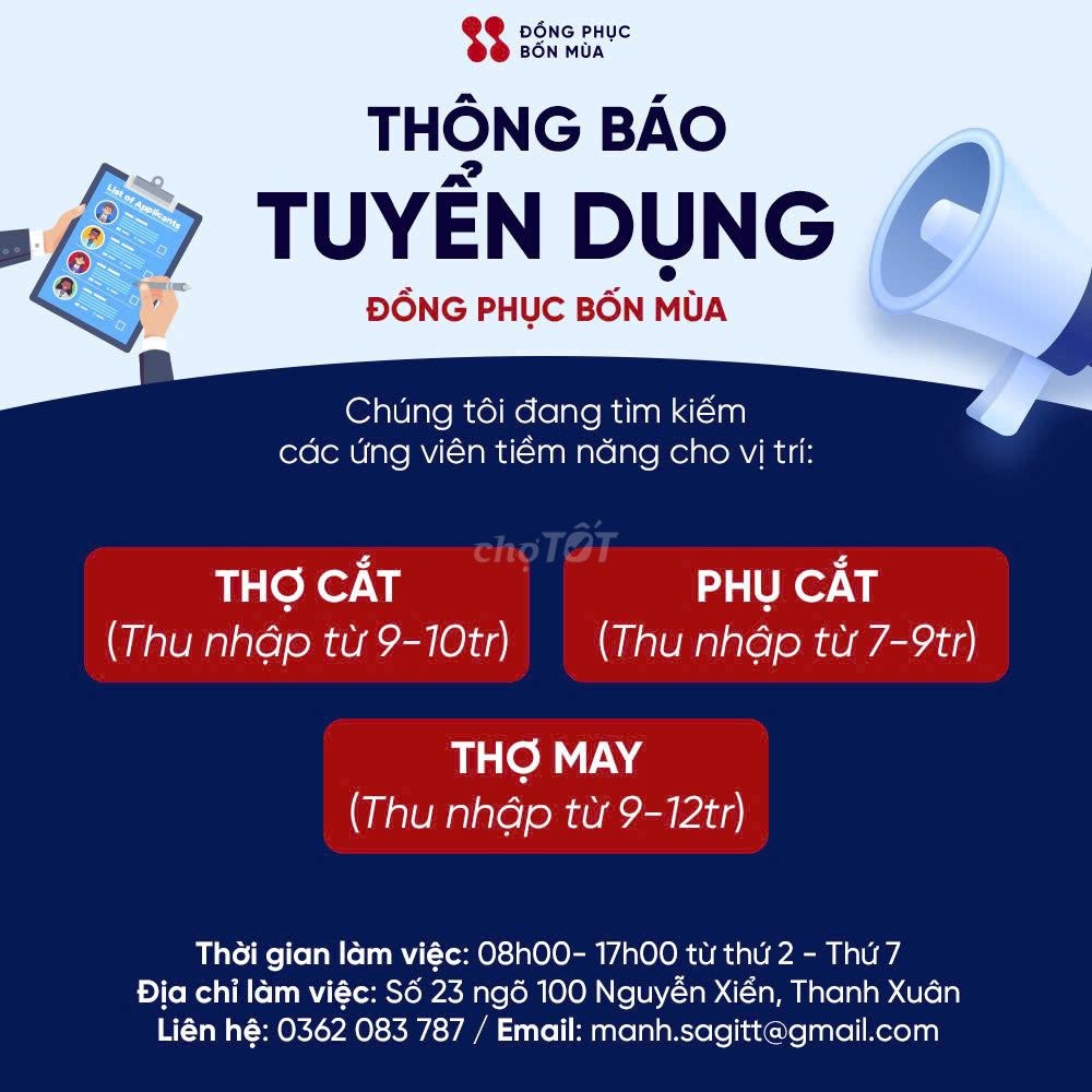 Tuyển 10 thợ may