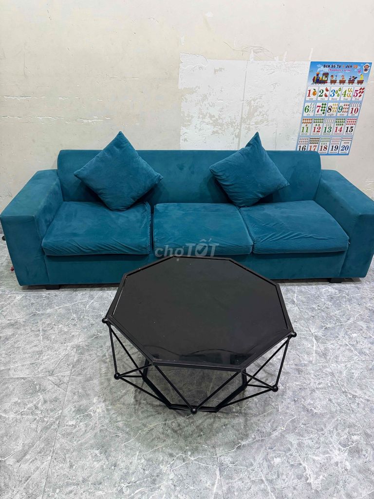 Ghế sofa nệm nhung Xanh ngọc 2m1. Mua bán Bàn ghế tại Quận Liên Chiểu Đà Nẵng được đăng bởi hoàng vỹ hình 1