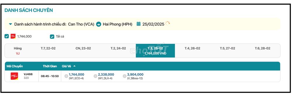 Cần Thơ - Hải Phòng  25/02/2025