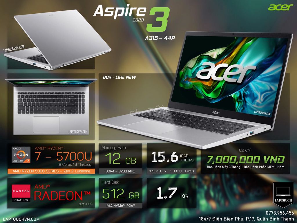 Acer Aspire 3 15 A315-44P [ Like New + Box ]. Mua bán Laptop tại Quận Bình Thạnh Tp Hồ Chí Minh được đăng bởi Cửa Hàng Máy Tính Laptouch VN hình 1