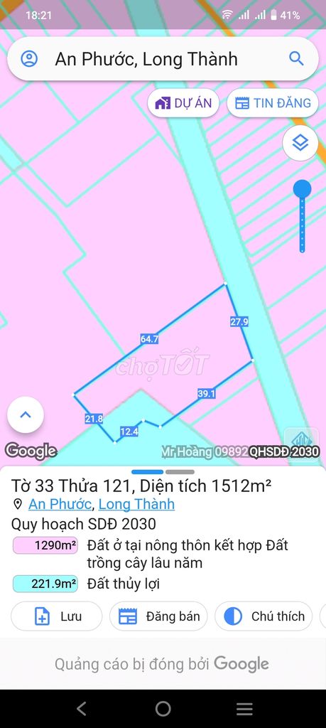 Bán 1512 m2 đất Long Thành