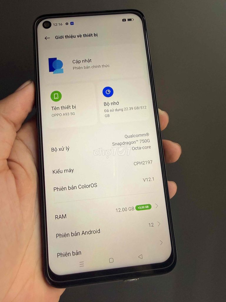 OPPO A93 5G Ram 12GB/512GB Snapdragon 750G. Mua bán Điện thoại tại Thành phố Phan Thiết Bình Thuận được đăng bởi Minh Phát hình 1