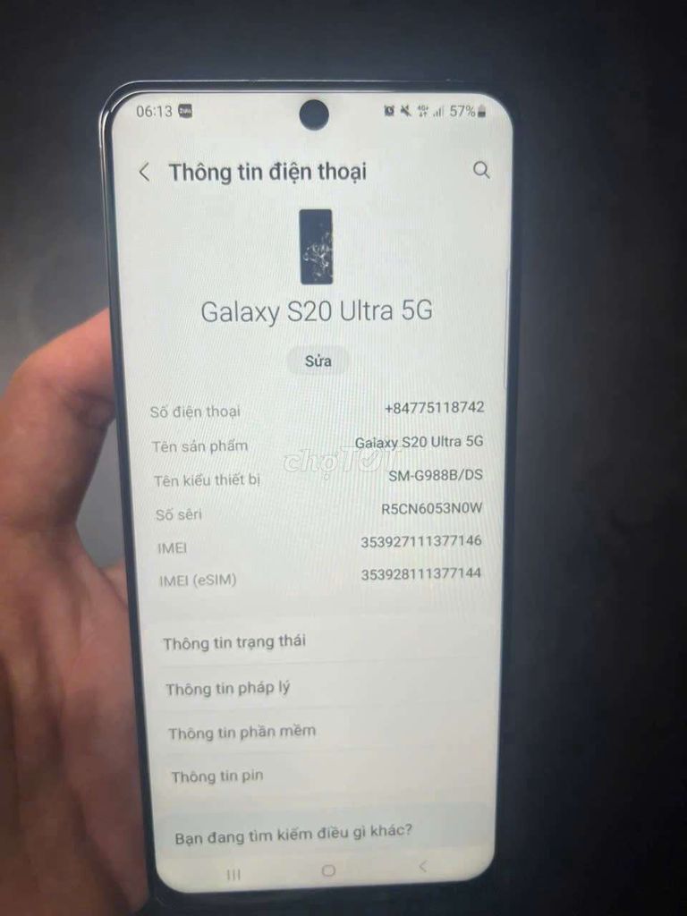 Samsung Galaxy S20 Ultra 5G. Mua bán Điện thoại tại Huyện Nhơn Trạch Đồng Nai được đăng bởi Thanh hình 1