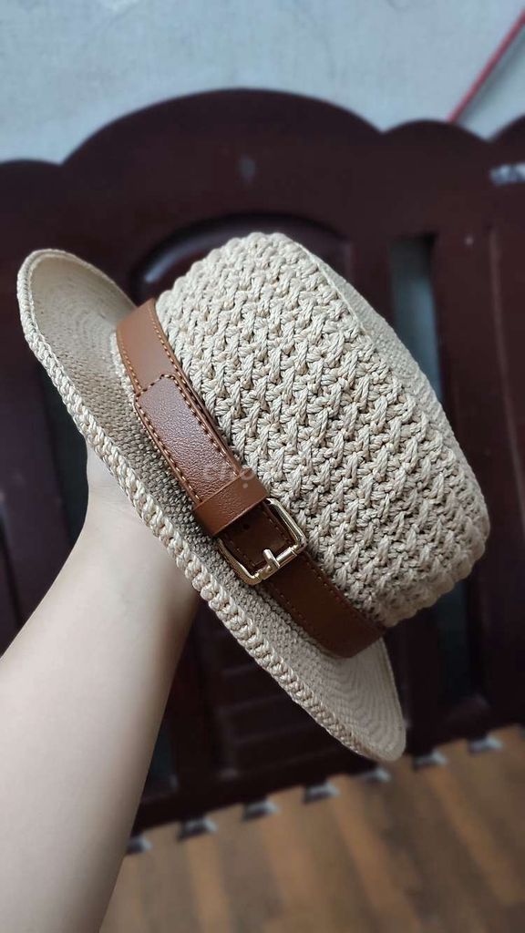 Mũ đi biển Nữ Sợi dệt Handmade màu Be. Mua bán Phụ kiện thời trang khác tại Quận Hoàn Kiếm Hà Nội được đăng bởi Lan tui thêu tay hình 1