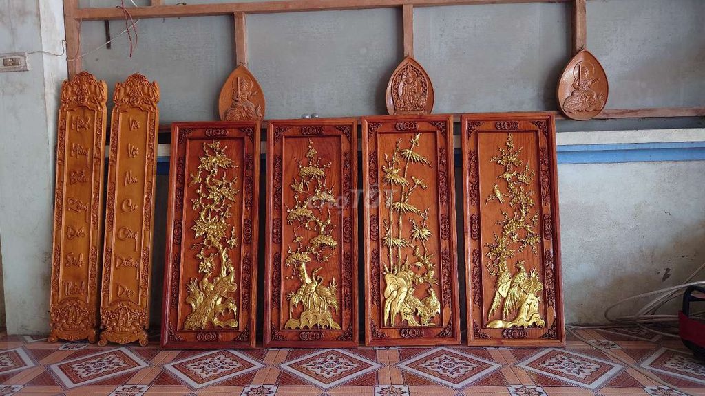 Tranh treo tường Tứ quý Gỗ, Mạ vàng. Mua bán Đồ sưu tầm, đồ cổ tại Huyện Văn Yên Yên Bái được đăng bởi Nội Thất Giá Xưởng hình 1