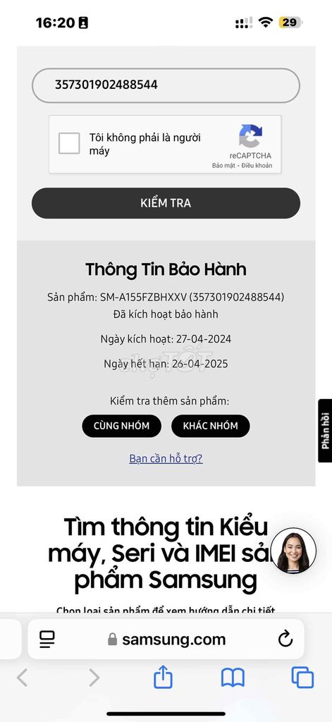 THANH LÝ SAM.SUNG A15 RAM.8/128 BH HÃNG 4/25