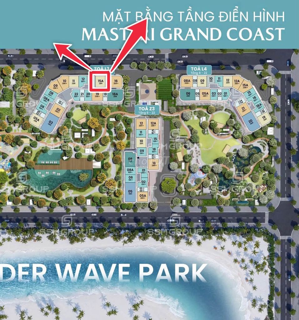 Квартира с 2 спальнями в Masteri Grand Coast, 65.7 кв.м