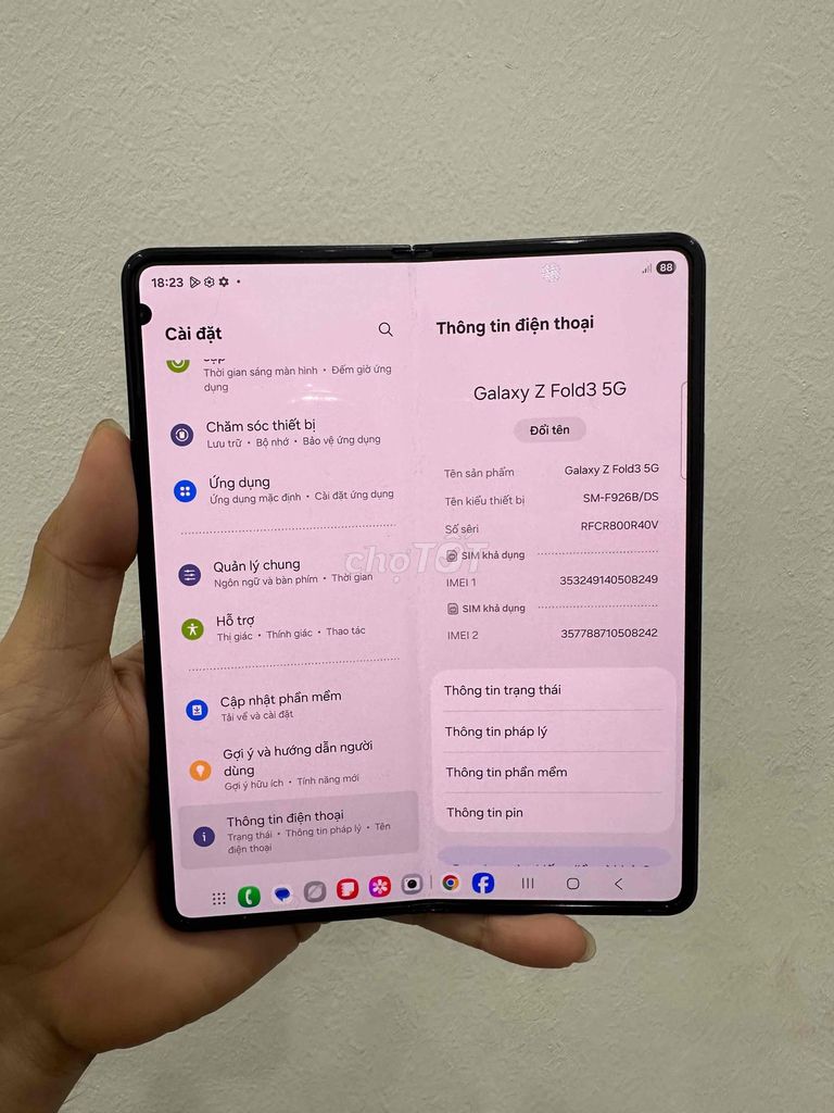 Samsung Z Fold 3 256GB Đen Đã sử dụng. Mua bán Điện thoại tại Quận Đống Đa Hà Nội được đăng bởi Ng Hoang Anh hình 1
