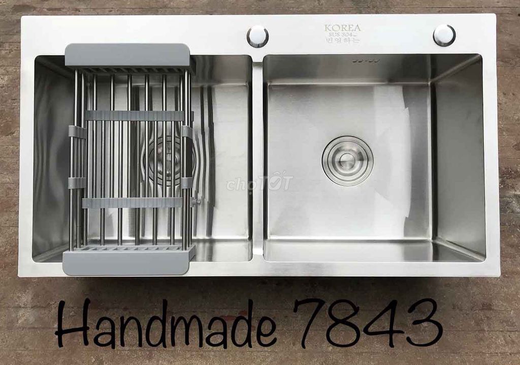 Chậu rửa bát Inox 2 hố Handmade 7843/8245. Mua bán Dụng cụ nhà bếp tại Quận Hoàng Mai Hà Nội được đăng bởi Thiết bị vệ sinh Vietbig hình 1