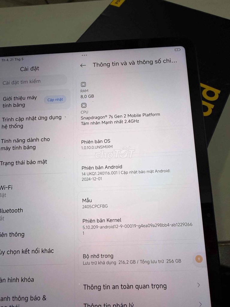 Xiaomi Poco Pad 8GB/256GB Xám 99% mới. Mua bán Máy tính bảng tại Thành phố Thủ Đức Tp Hồ Chí Minh được đăng bởi đỗ huy hình 1
