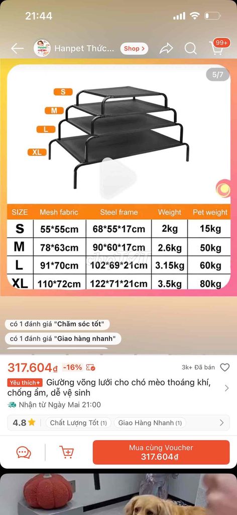 Giường võng lưới thép Đen size l. Mua bán Phụ kiện, Thức ăn, Dịch vụ tại Quận Gò Vấp Tp Hồ Chí Minh được đăng bởi kxnnd dnccn hình 1