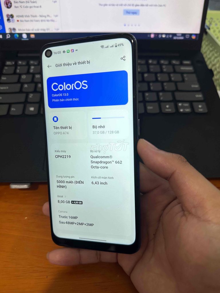 Cần bán Oppo A74 ram 8/128GB