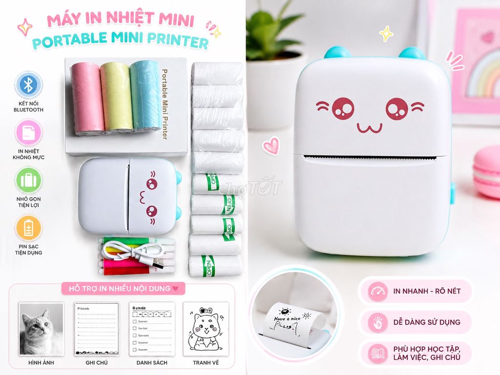 Máy In Nhiệt Mini Không Mực - Combo 14 Cuộn Giấy. Mua bán Đồ dùng văn phòng tại Thành phố Thủ Đức Tp Hồ Chí Minh được đăng bởi Sơn hình 1