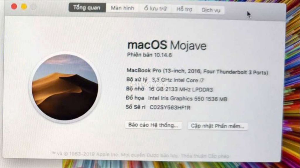 Apple MacBook Pro 13-inch i7 16GB/512GB Xám. Mua bán Laptop tại Quận Nam Từ Liêm Hà Nội được đăng bởi Loi Le hình 1