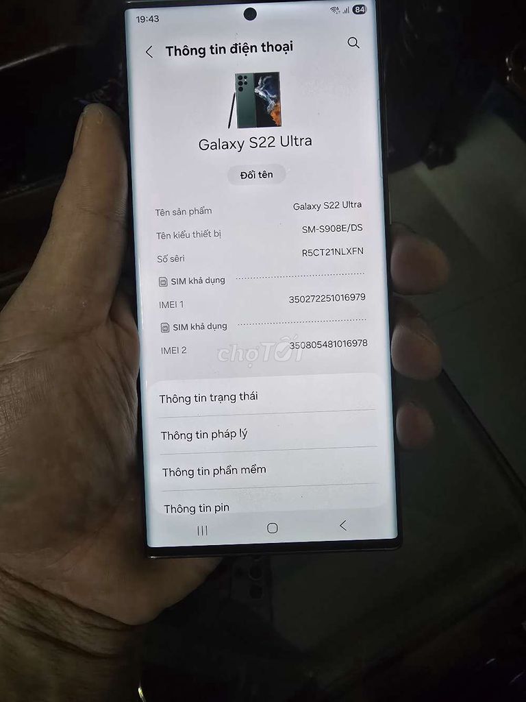 Samsung Galaxy S22 Ultra 256GB Đen. Mua bán Điện thoại tại Huyện Kim Động Hưng Yên được đăng bởi Nam hình 1