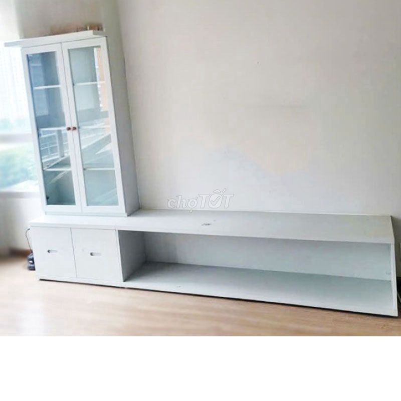 Kệ Tivi Gỗ Nội Thất Kính Trắng Đẹp 90%. Mua bán Tủ, kệ gia đình tại Quận 12 Tp Hồ Chí Minh được đăng bởi MỸ HOA Thanh Lý  hình 1