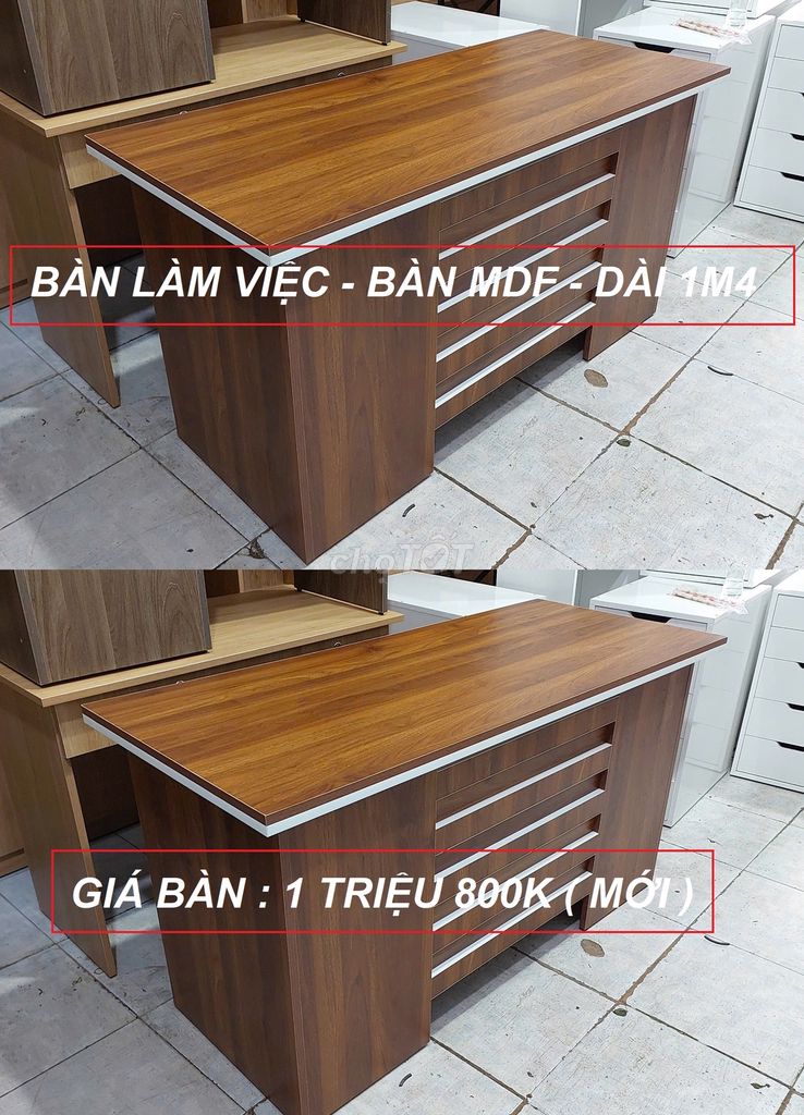 BÀN LÀM VIỆC CHÂN VÁN DÀI 1M4 ( MDF ) - MỚI -